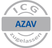 Bild zeigt das Logo der AZAV-Zertifizierung. Akkreditierungs- und Zulassungsverordnung Arbeitsförderung