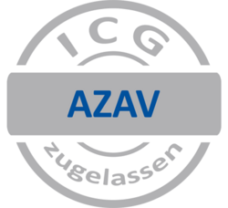 Bild zeigt das Logo der AZAV-Zertifizierung. Akkreditierungs- und Zulassungsverordnung Arbeitsförderung