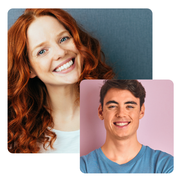 Zwei Teenager. Eine fröhliche, freundliche junge Frau und ein Junger Mann Junge in lässigem T-Shirt.